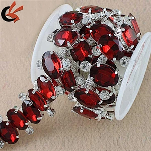 crystal rhinestone red acrylic bride decorative trimming