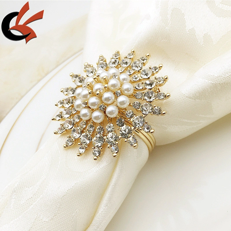 Bling Diamonds Pearl Wedding Napkin Ring for Wedding Dinner Favors