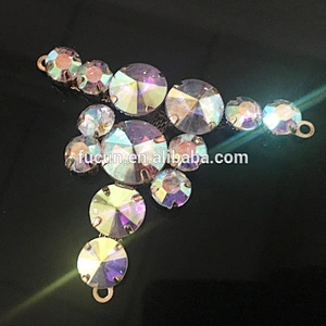 2017 Garment Accessories rhinestone glass shoe buckle for summer colorful sandal