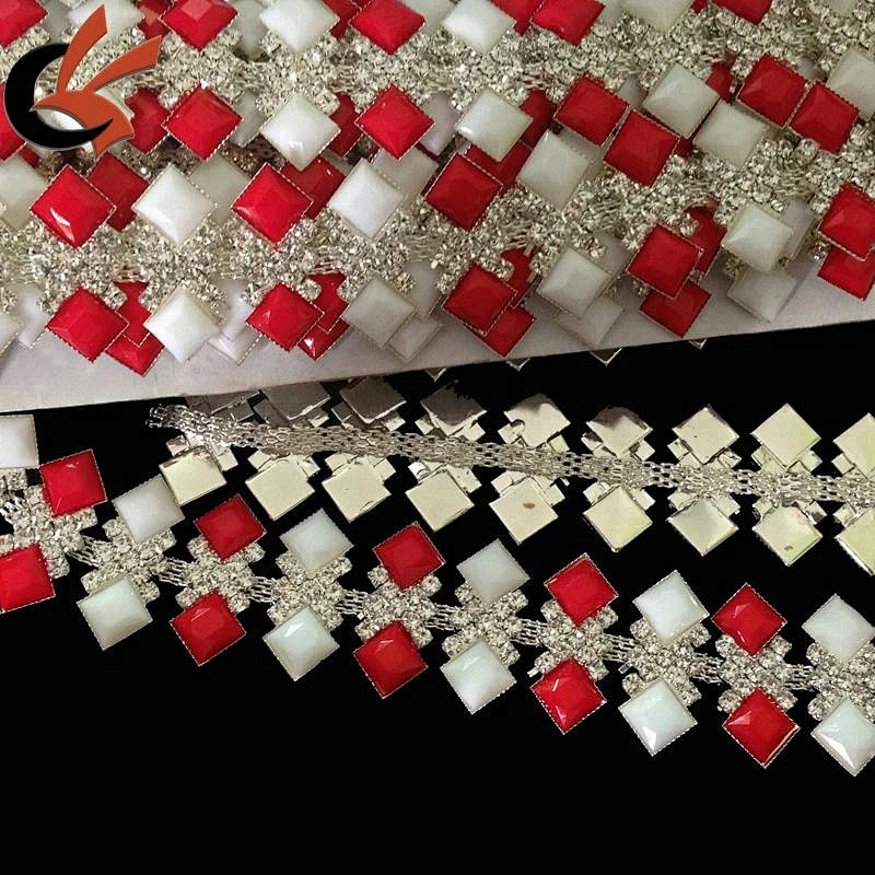 Red and white rhinestone banding rhinestone trimming rhinestone appliques