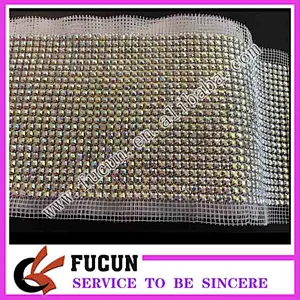 Factory price high quality silver gold backing 24 rows with clear crystal rhinestone trimming mesh for sewing wedding