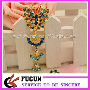 high quality garment rhinestone accessories gold butterfly style muslim scarf brooches pins