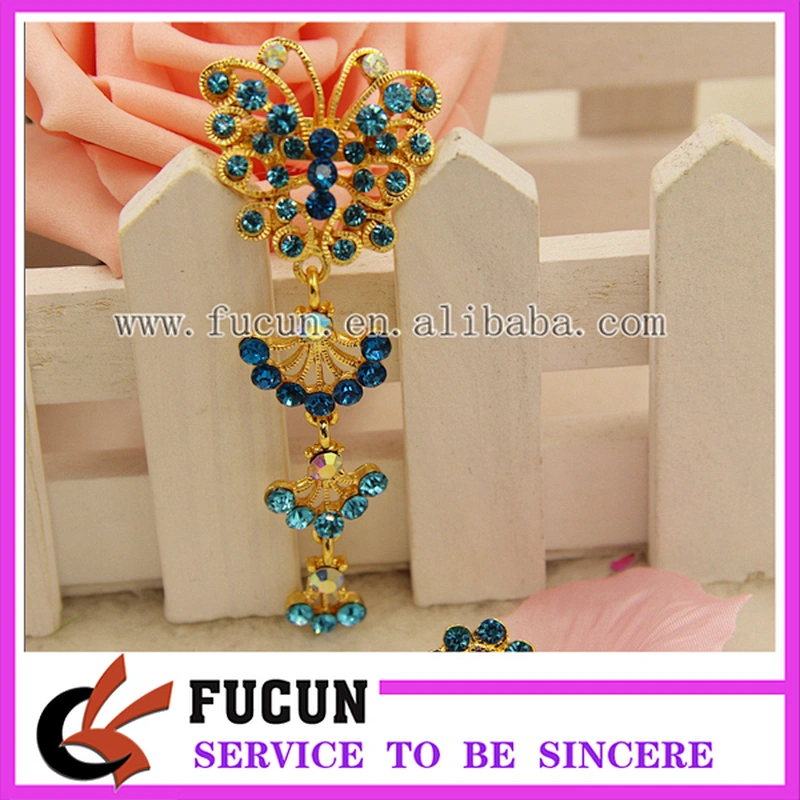 high quality garment rhinestone accessories gold butterfly style muslim scarf brooches pins
