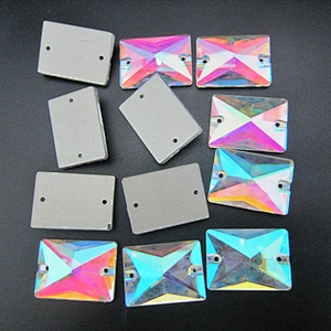 Various Size Diamond Jewelry Synthetic Stones Glass Square Facetted Cut Gems With Two Holes