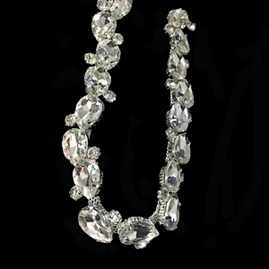 High quality crystal glass gems bridal wedding dress rhinestone trim chain