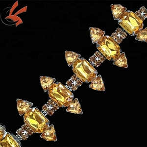 Carnival Head pieces decoration Gold Crystal Rhinestone Chain trimming