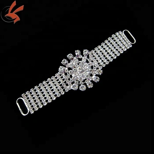 wholesale clear rhinestone central large flower rhinestone bikini connectors