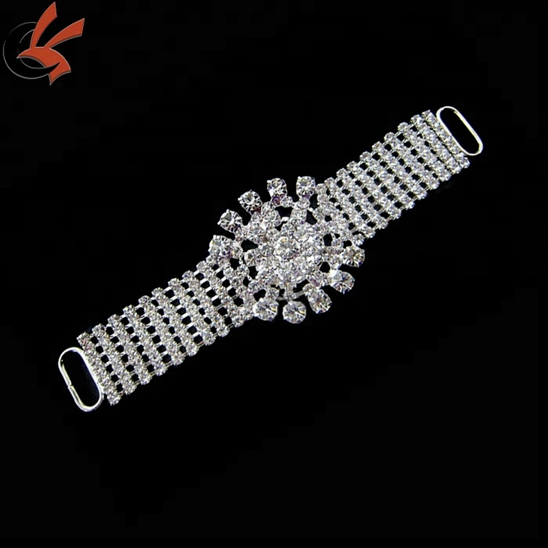 wholesale clear rhinestone central large flower rhinestone bikini connectors