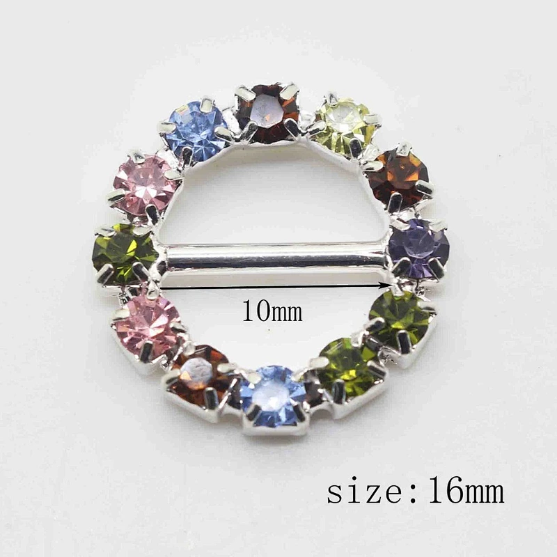Hot sale diamante colorful rhinestone round buckle for decoration