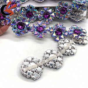 Purple AB silver base rhinestone chain trimming for carnival