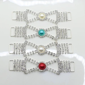 Sparkling new style silver plating crystal pearl Swimwear Bikini Connector manufacture