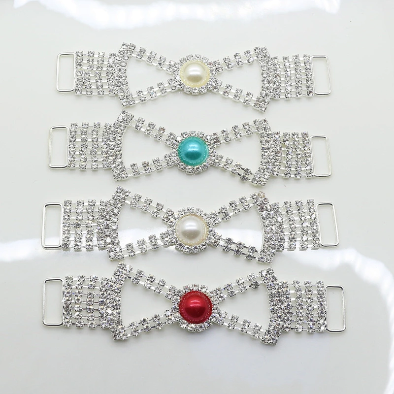 Sparkling new style silver plating crystal pearl Swimwear Bikini Connector manufacture