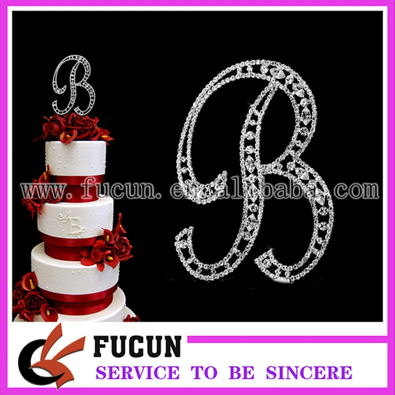 luxurious Marquise acrylic letter M rhinestone cake toppers