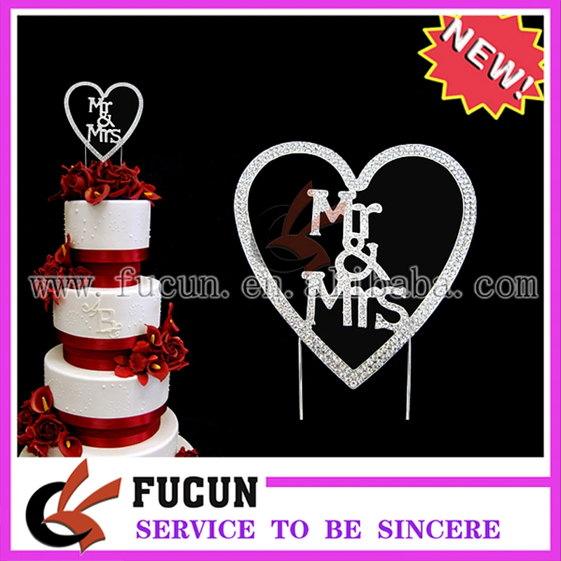 New Rhinestone Diamante Crystal Rhinestone Wedding Mr & Mrs Bling Cake topper