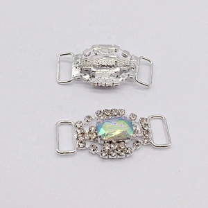 Clear Silver Plated AB Rhinestone Centre Buckle For Swimwear