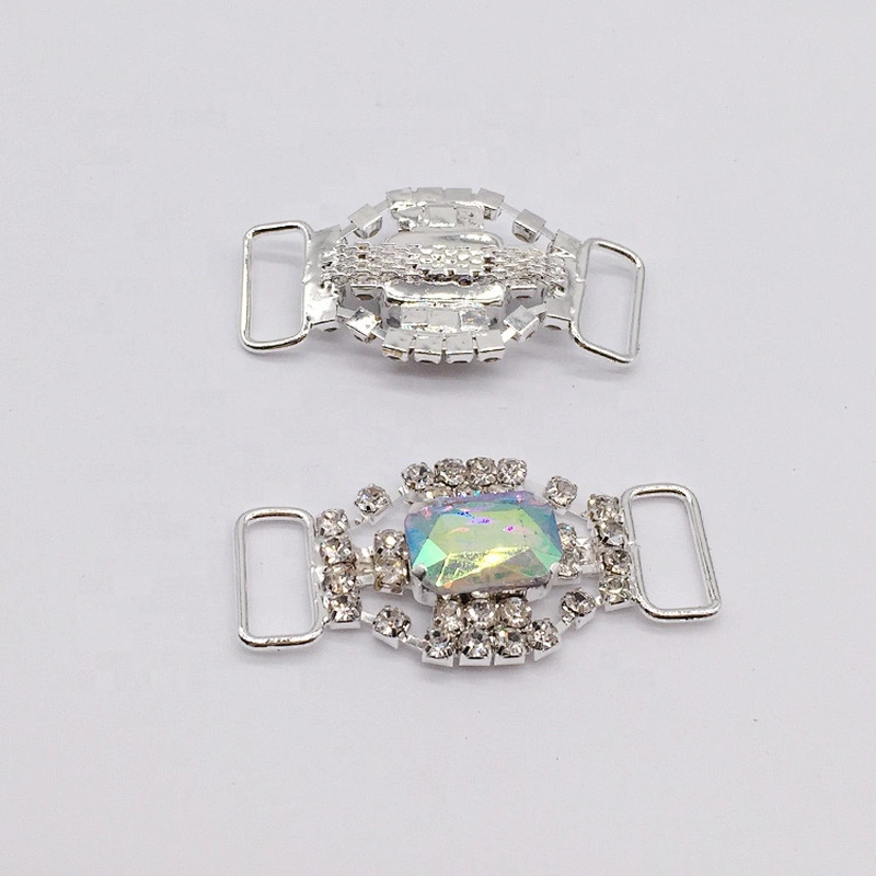 Clear Silver Plated AB Rhinestone Centre Buckle For Swimwear