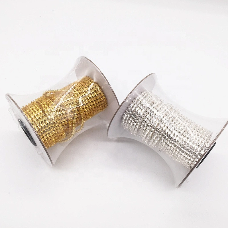 high quality fancy rhinestone cup chain roll 3mm gold settings empty cup chain