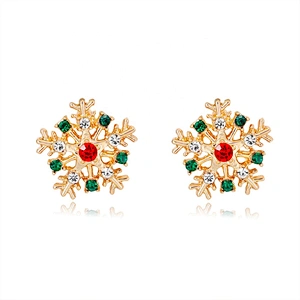 Beatiful mini gold rhinestone snowflake earrings
