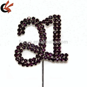 number 21 pink rhinestone cake topper for 21 st birthday cake decoration