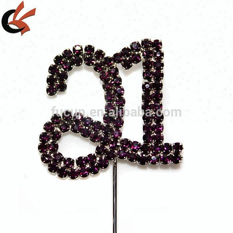 number 21 pink rhinestone cake topper for 21 st birthday cake decoration