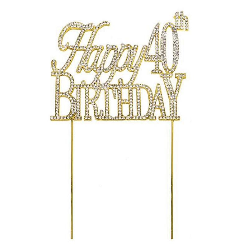 high quality crystal Rhinestone Birthday 80th birthday Cake Topper for birthday cake decoration