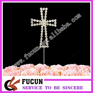 Festival party supplier table centerpieces rhinestone Cross Church Baptisms Christening cake topper