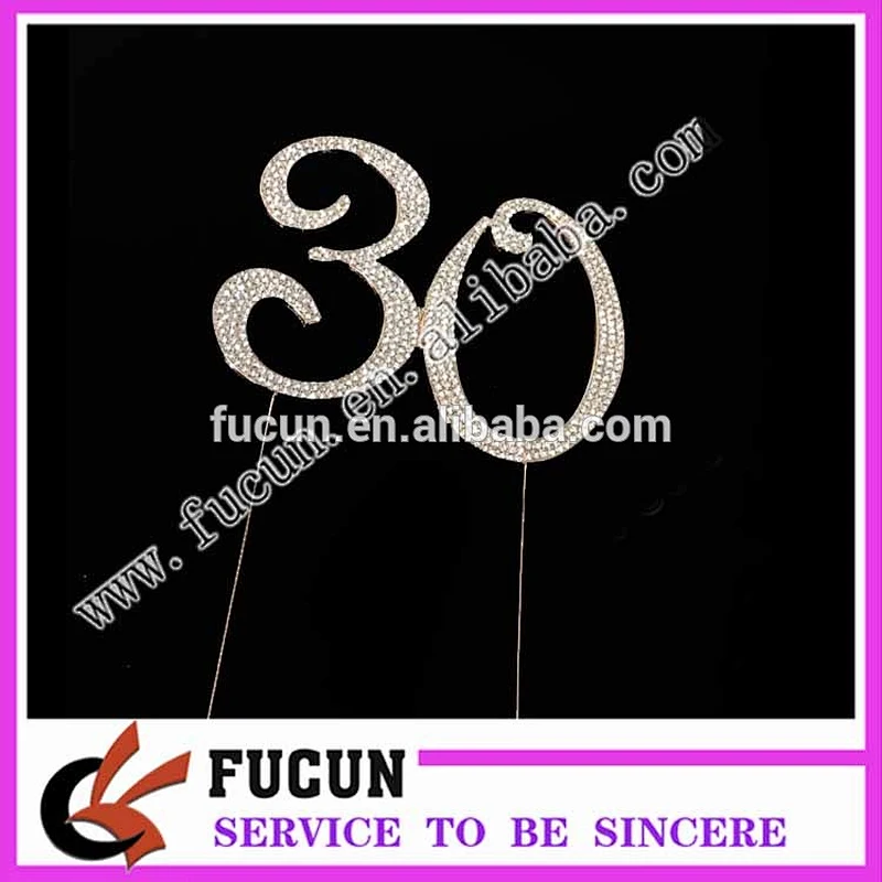 allumen steel mold 12cm Number 30 crystal cake topper for birthday party cake decoration