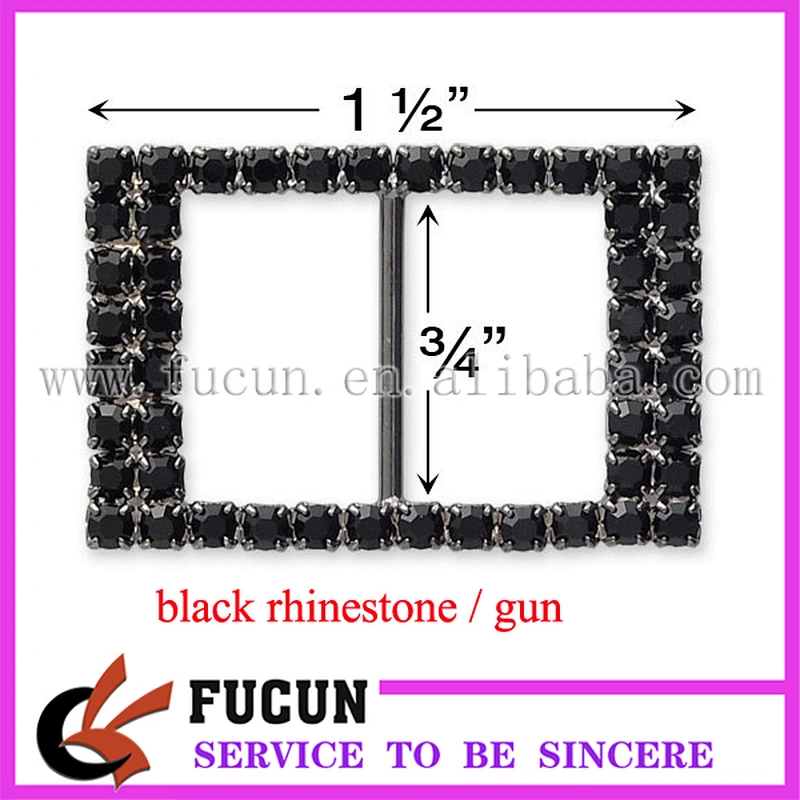 New Arrival Rectangle Rhinestone Ribbon Slider Buckles
