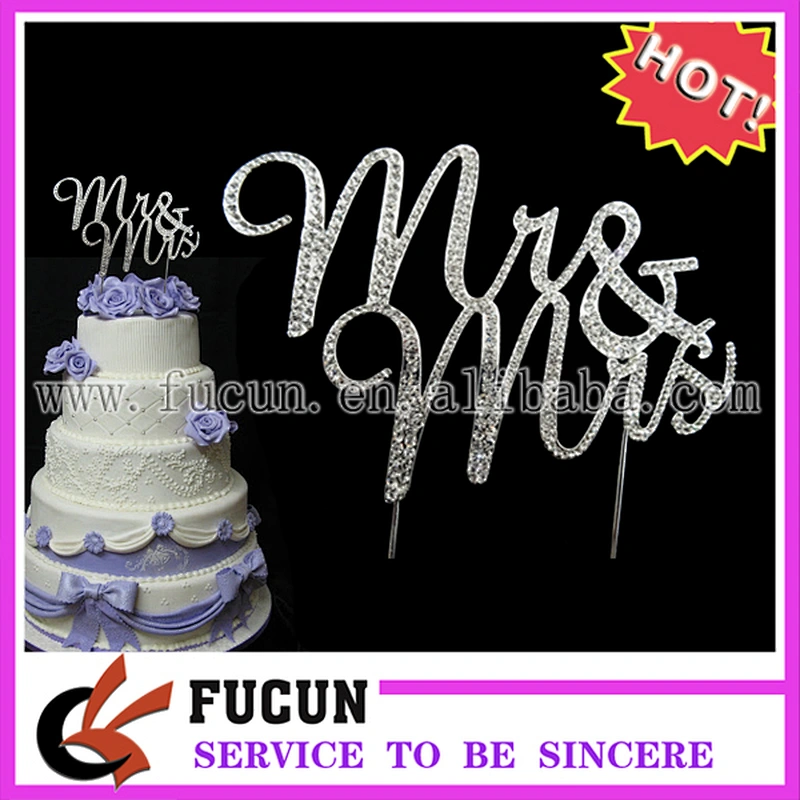 New Rhinestone Diamante Crystal Rhinestone Wedding Mr & Mrs Bling Cake topper