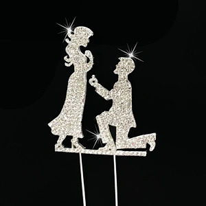 Wedding Proposal crystal couple cake topper for wedding party decoration
