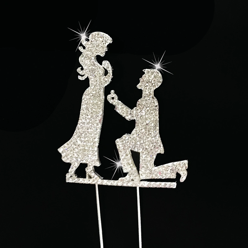 Wedding Proposal crystal couple cake topper for wedding party decoration