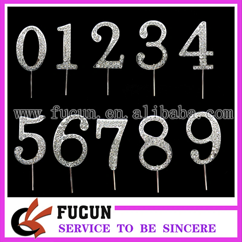 3.5cm Crystal Diamante Rhinestone gold Cake Topper Birthday Age Numbers Anniversary Party