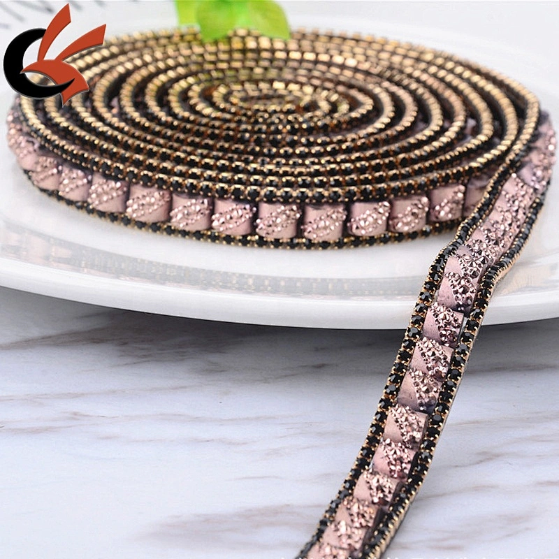 New arrival iron on hot fix rhinestone trimming banding for shoes decoration garment bags