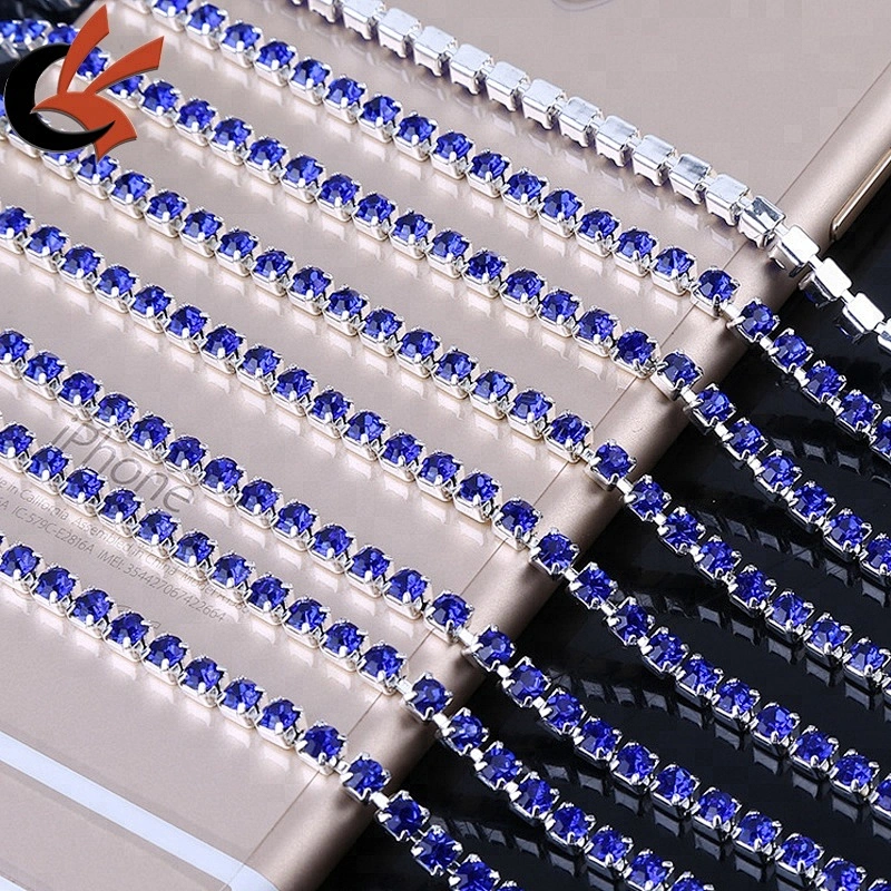 SS16 wholesale Silver Crystal Rhinestone Close Chain Trim