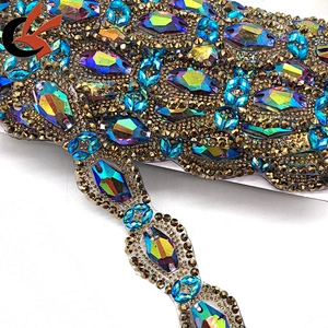 New crystal resin stones decorative iron on trims by yards