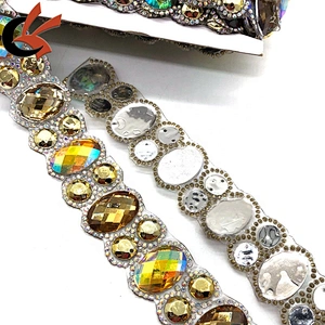 New Yellow AB resin stones iron on rhinestone trims tape appliques