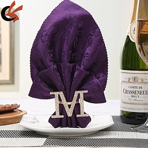 wholesale gold plating  sparkly crystal rhinestone letter napkin ring