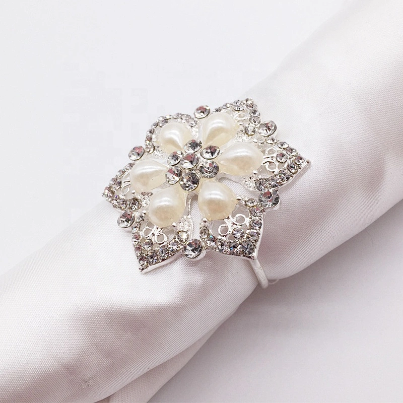 Handmade Technics table napkin pearl styles decorative clear rhinestone napkin ring