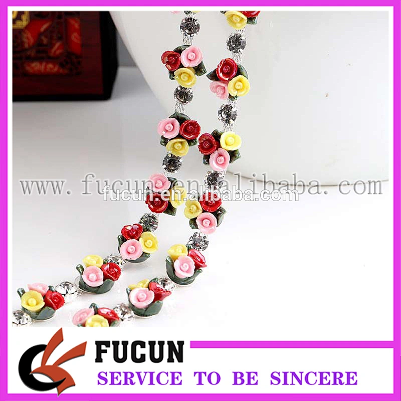 Crystal Embellishment Flower Crystal Rhinestone Chain Trim