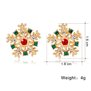 Beatiful mini gold rhinestone snowflake earrings
