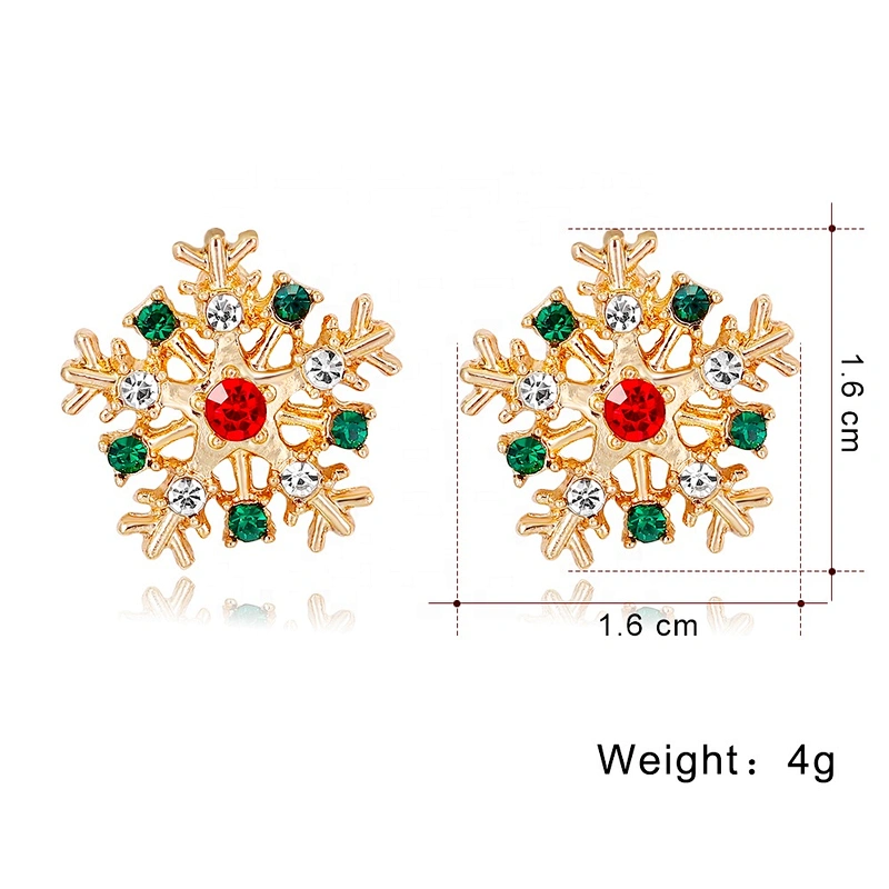 Beatiful mini gold rhinestone snowflake earrings