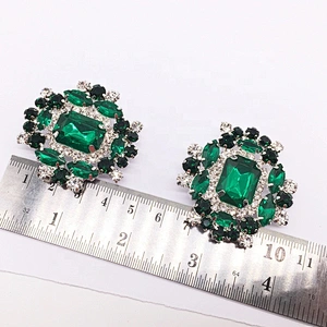 custom green diamond adjustive clip shoe buckle accessories for shoes high heel decoration