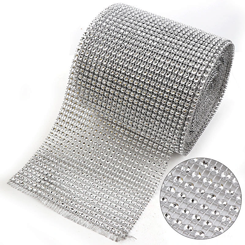 24 rows strass plastic crystal rhinestone net mesh sheet for party decoration