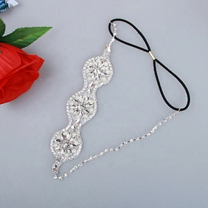custom women hair decoration crystal lace fabric applique baby hairband