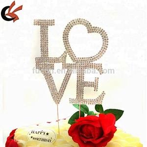 Crystal rhinestone Large LOVE cake topper in even&party supplier