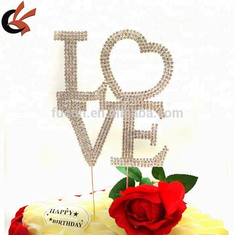 Crystal rhinestone Large LOVE cake topper in even&party supplier