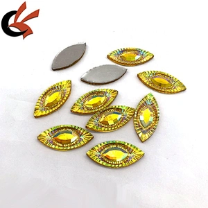 Shining Yellow AB Horse Eye Resin Rhinestones Sew On Flatback Beads Stone