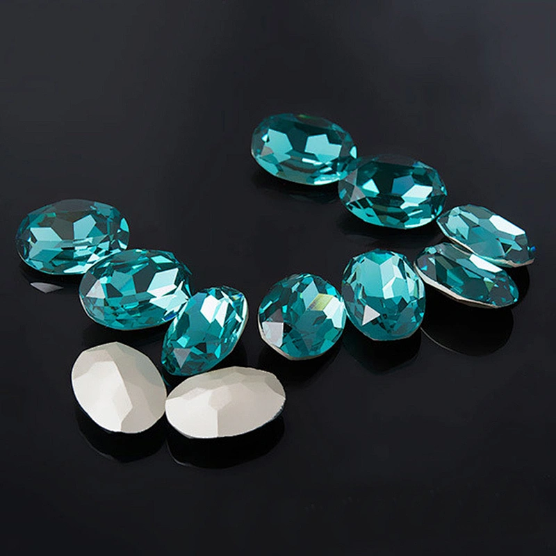 Fancy Jewelry Oval Facetted Cut Pointed Back Glass Stone Loose Drop Crystal