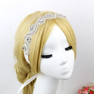 crystal wedding rhinestone embellished bridal sash laces appliques hairband trims