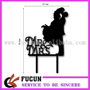 China wholesale wedding couple Mr and Mrs black acrylic cake topper